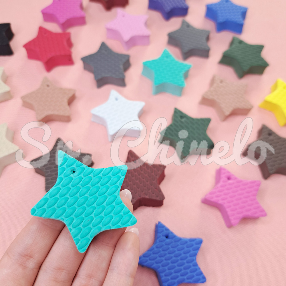 Kit de Pingentes de Borracha para Chaveiro, Estrela Coração e Borboleta, Rosa Iogurte