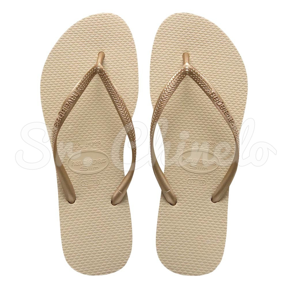 Sandálias Havaianas Slim, Areia/Dourado Claro