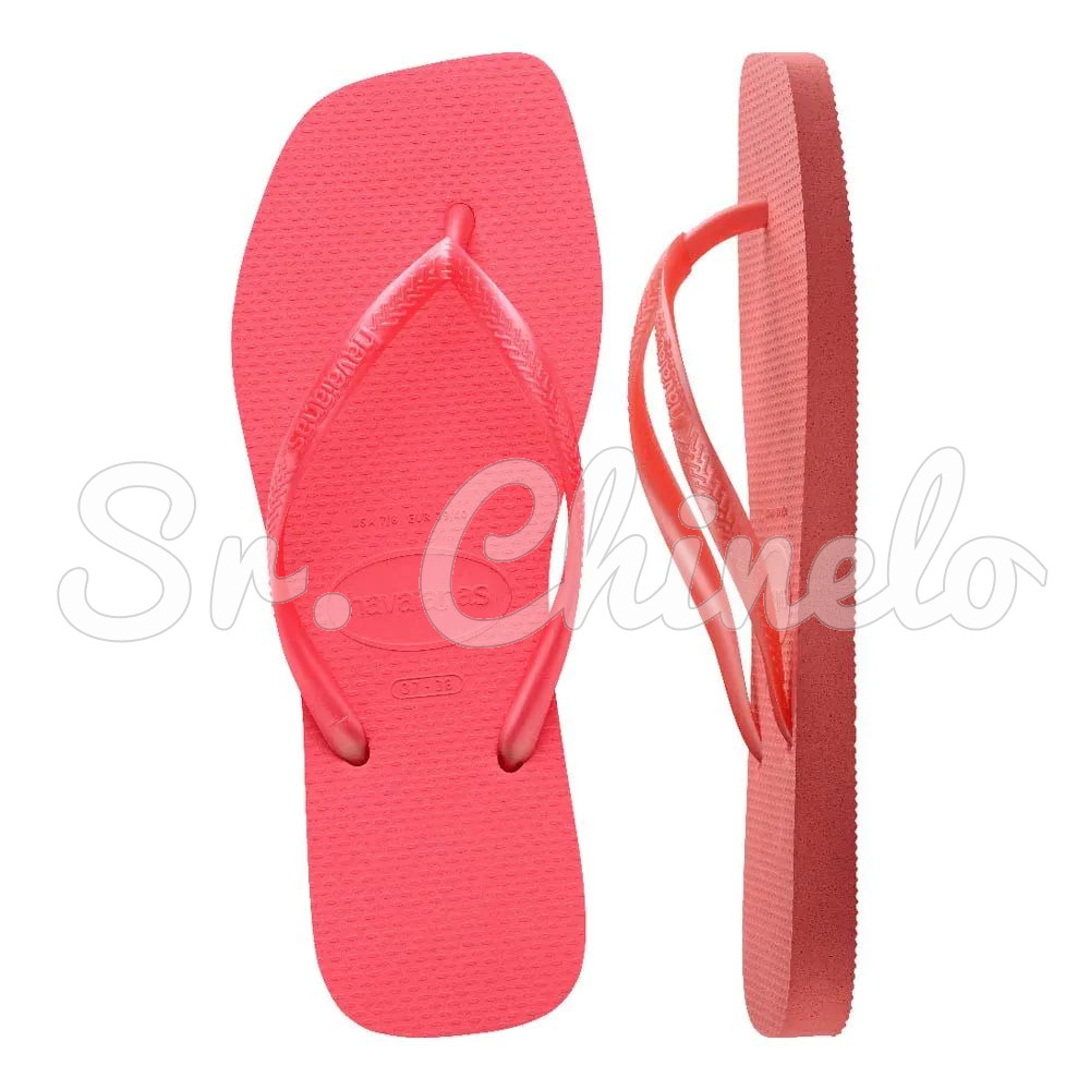 Sandálias Havaianas Slim Square, Coral Tropical