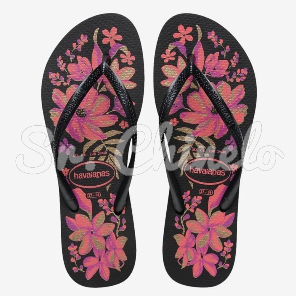 Sandálias Havaianas Slim Organic 2025/26, Preto/Cinza/Ouro