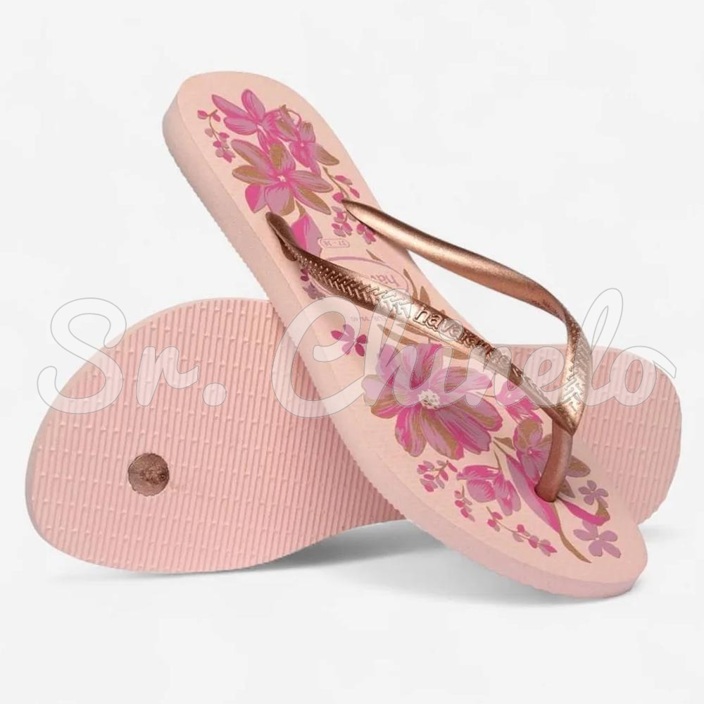Sandálias Havaianas Slim Organic 2025/26, Rosa/Dourado