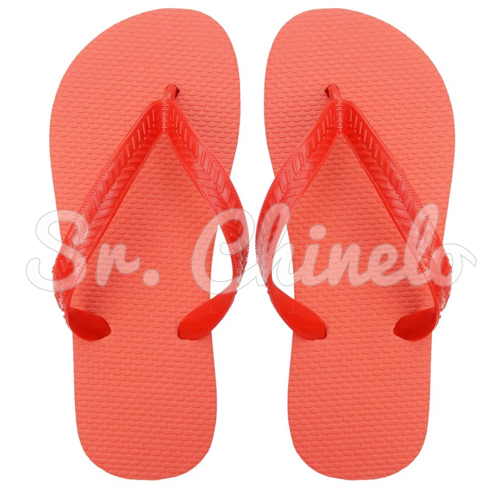 Chinelo Basic, Sr.Chinelo, 100% Borracha, Vermelho Coral