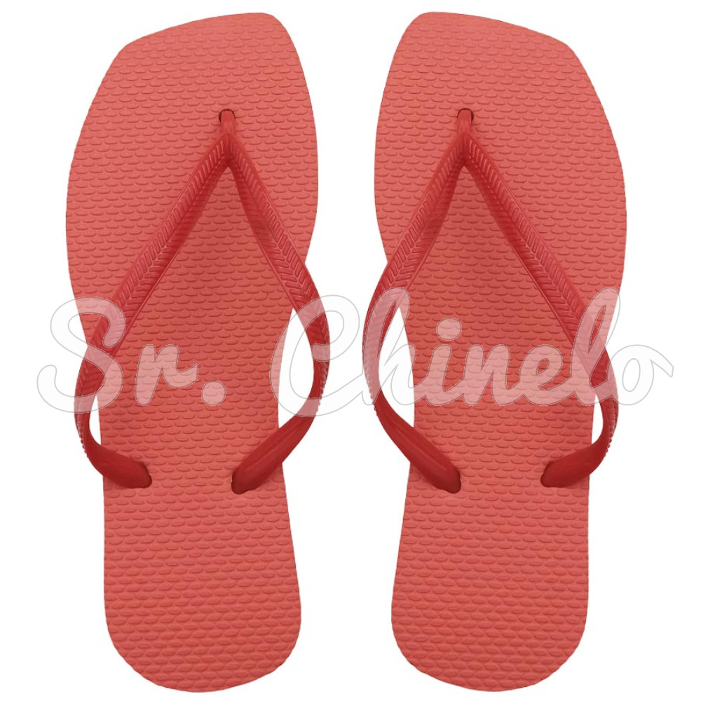 Chinelo Slim Square, Sr.Chinelo, 100% Borracha, Vermelho Coral
