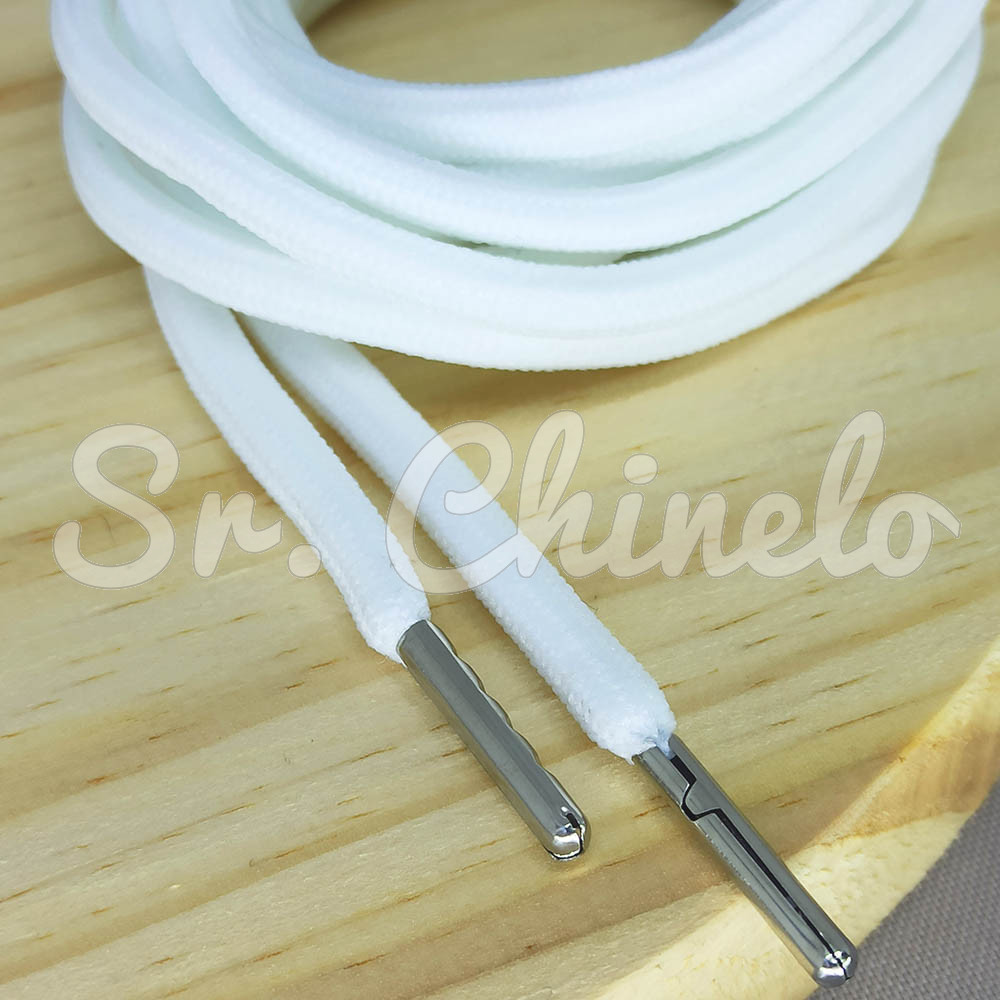 Cadarço Oval Ponteira de Metal, 4mm, Branco