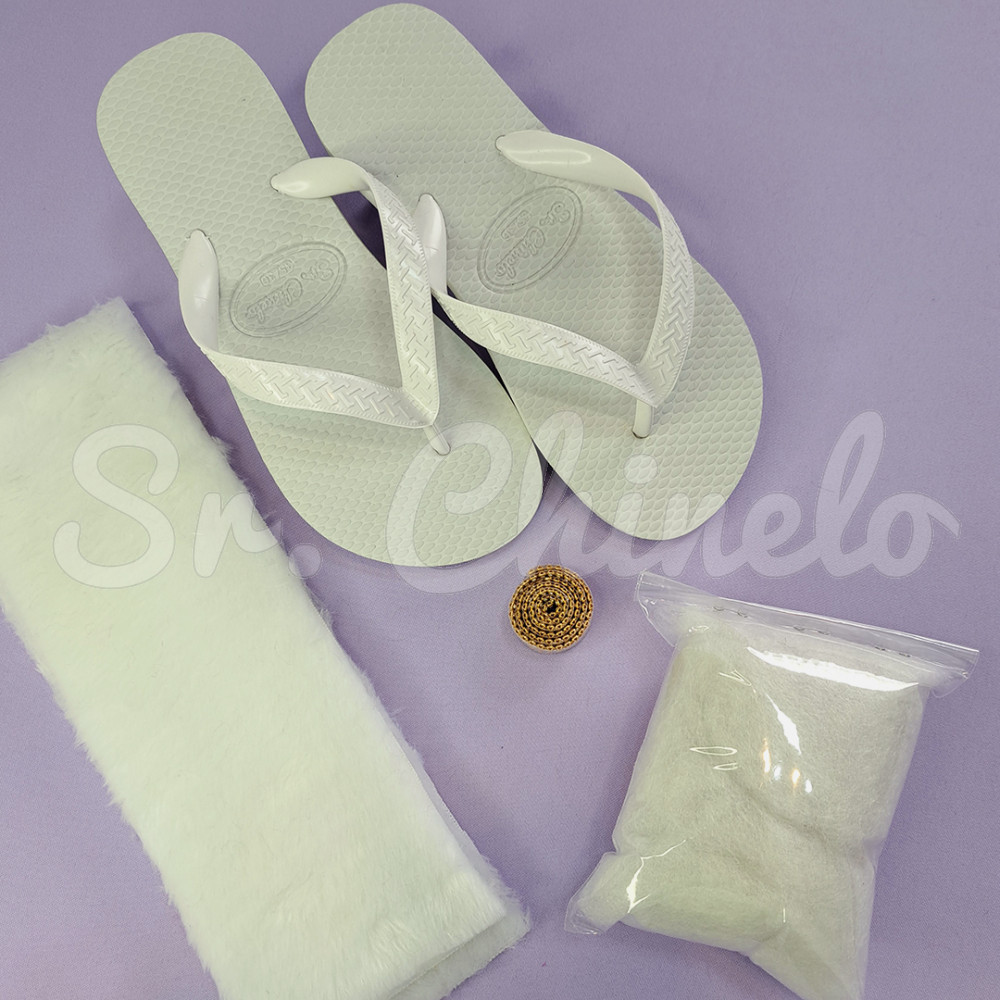 Kit Chinelufa Tiras Encapadas, Branco