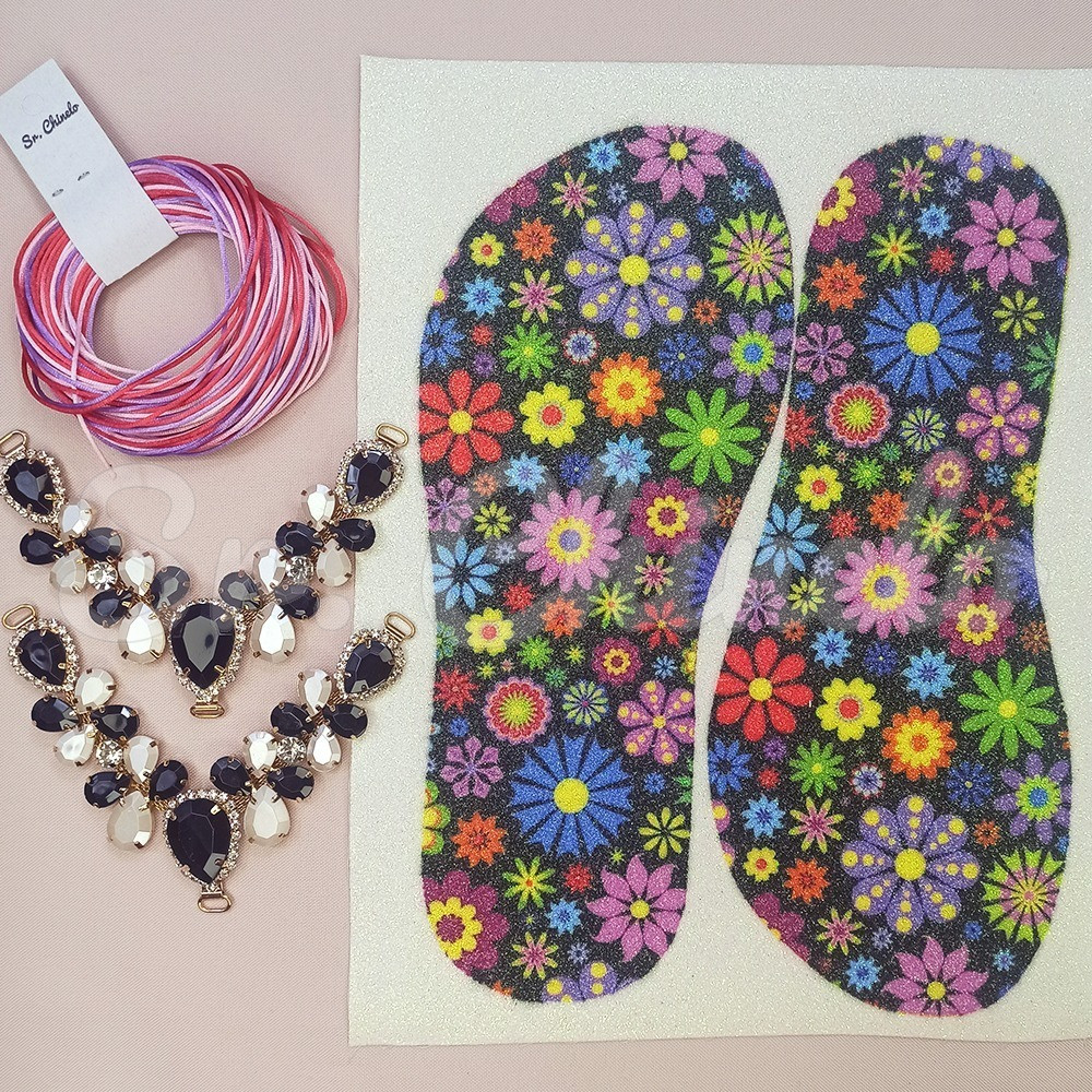 Lonita Floral com Cabedal Melissa Perolado e Preto