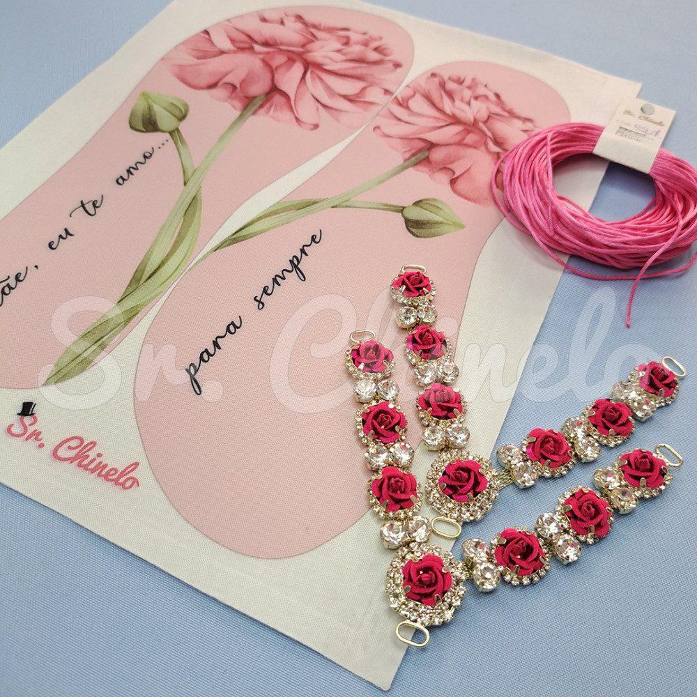 Cabedal Rosali, Passante, Flores de Veludo, Rosa