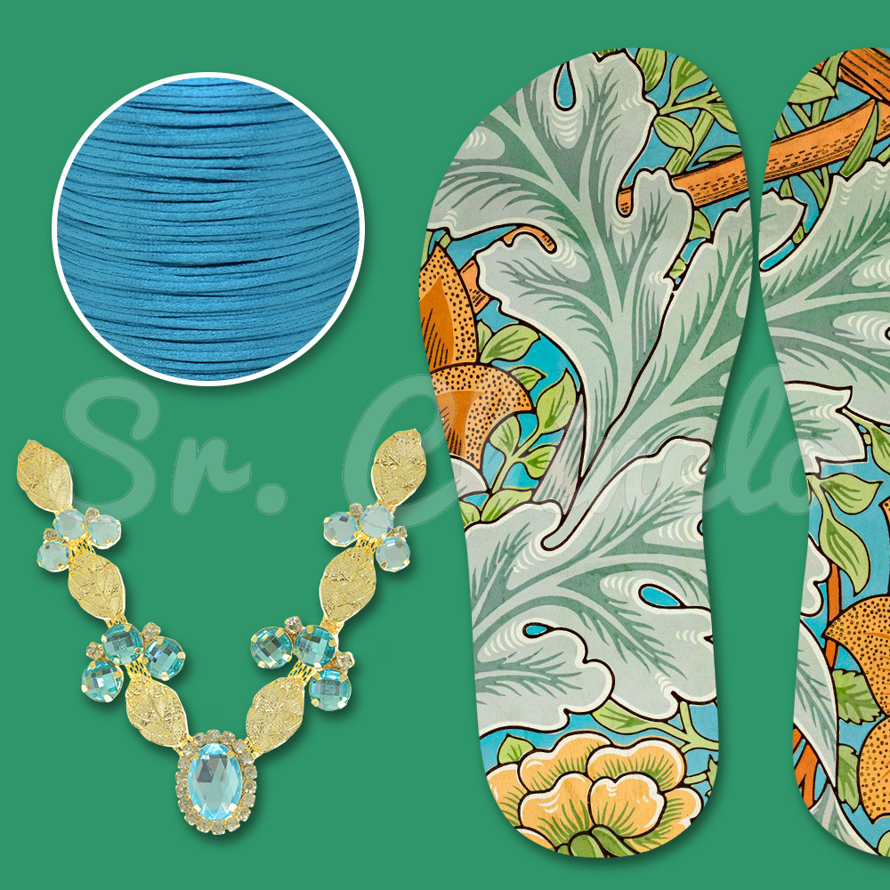 Lonita Floral e Cabedal Pietra Azul Tiffany
