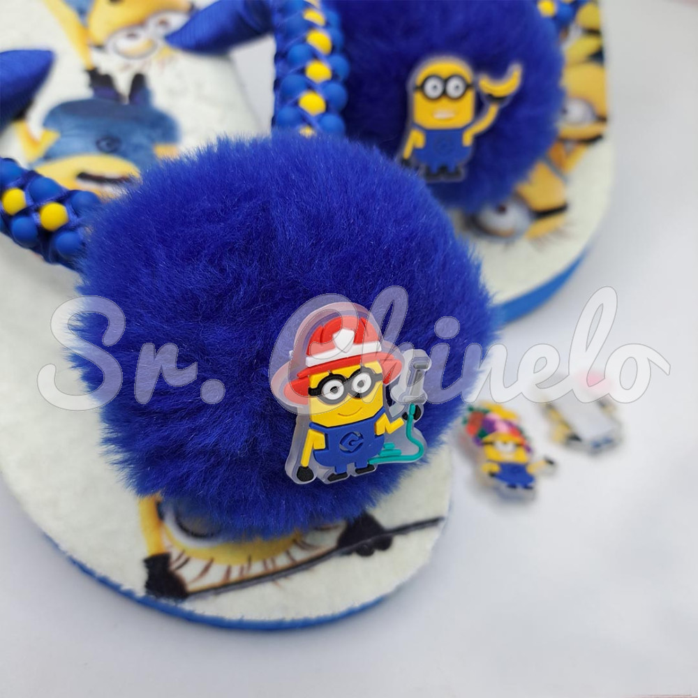 Aplique de Borracha, Minions, Bombeiro, Amarelo/Azul/Vermelho