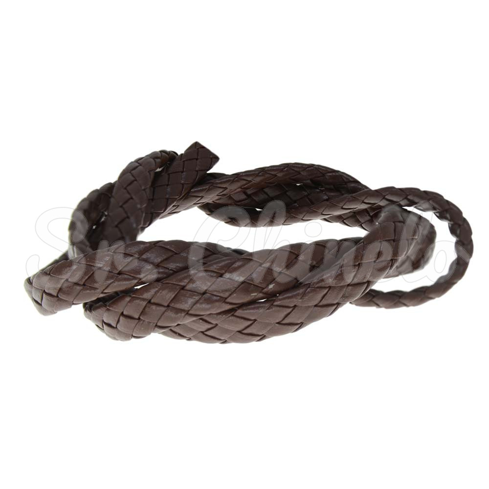 Tira de Couro Trançado, 09mm, Marrom