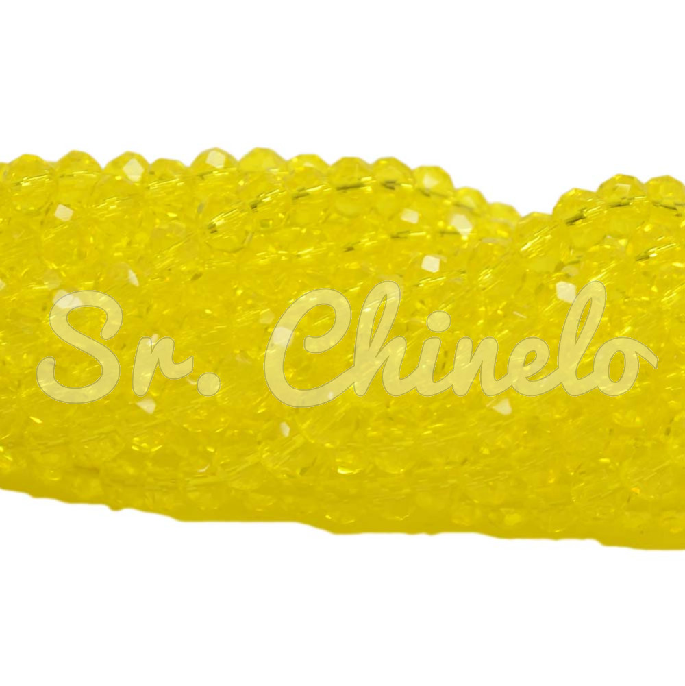 Cristal de Vidro, Rondel, 04mm, Amarelo Transparente