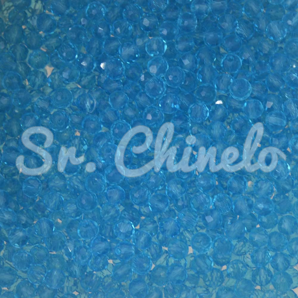 Cristal de Vidro, Rondel, 04mm, Azul Água Transparente