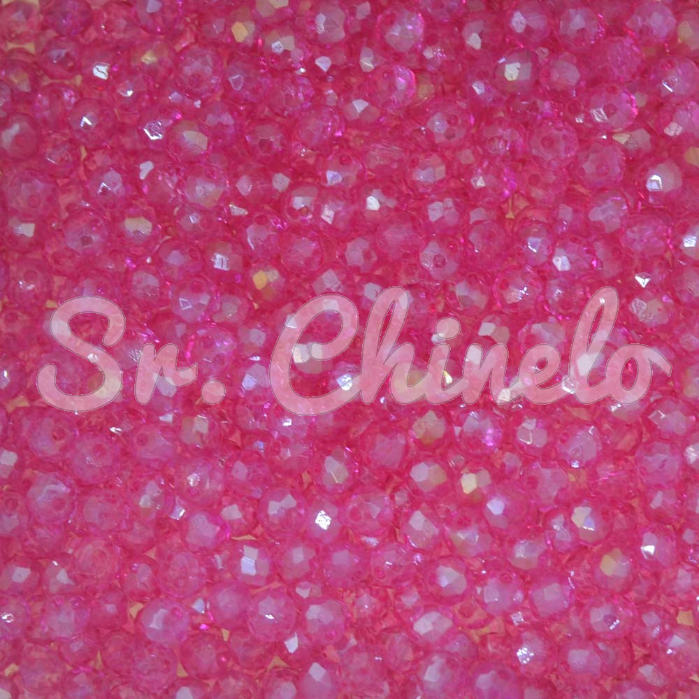 Cristal de Vidro, Rondel, 04mm, Rosa Choque Transparente Furtacor