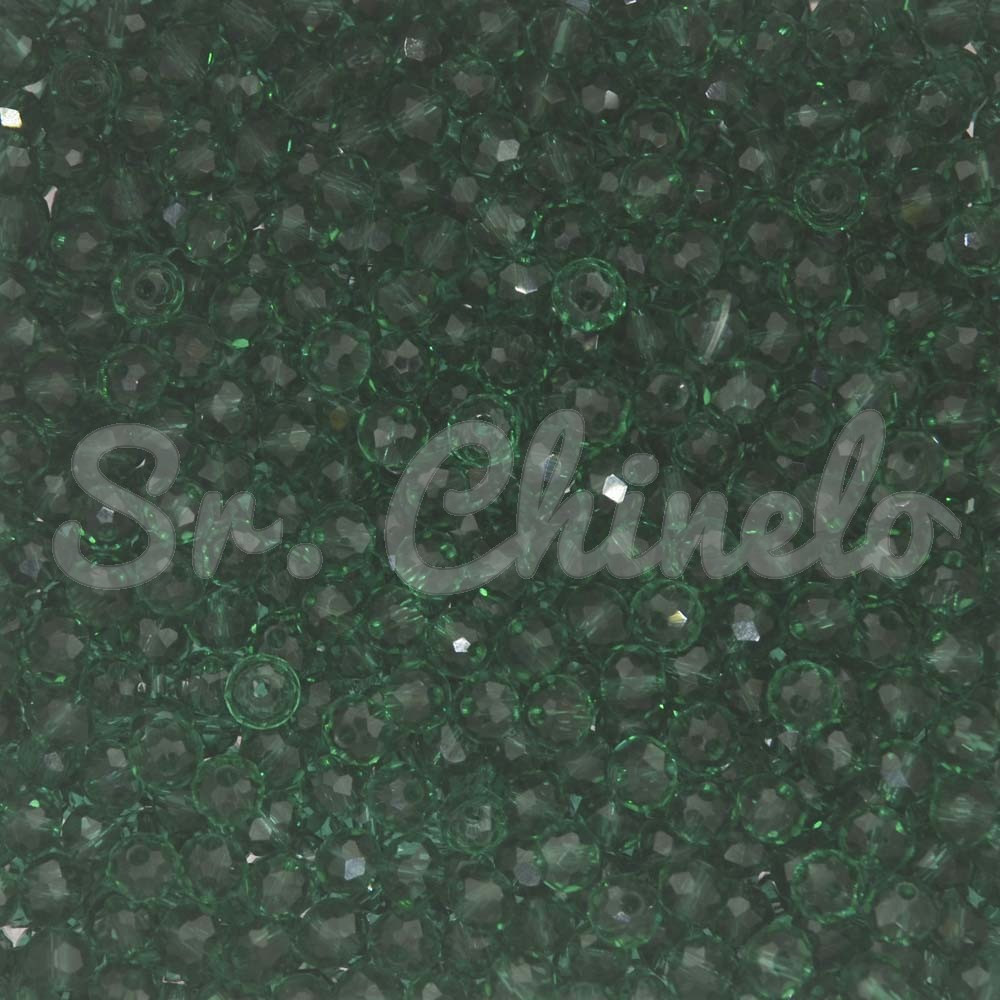Cristal de Vidro, Rondel, 04mm, Verde Folha Transparente