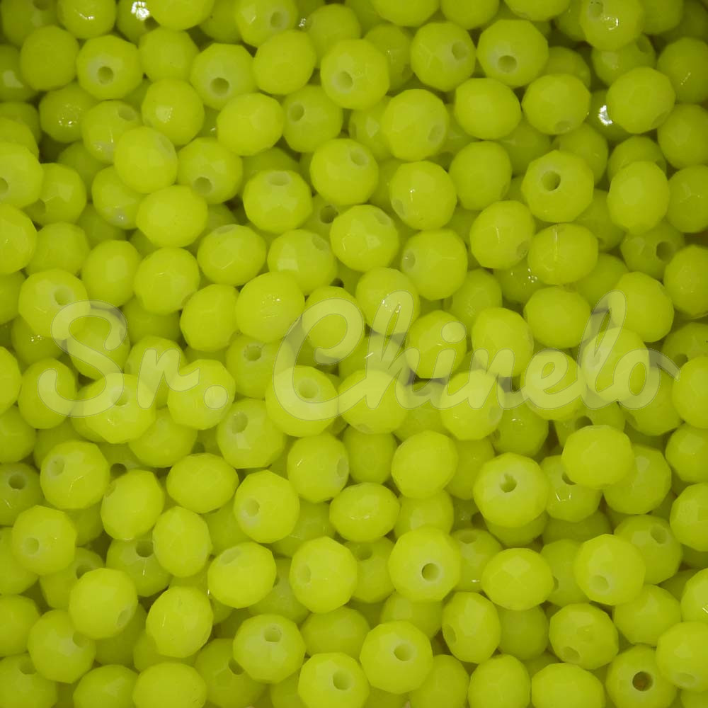 Cristal de Vidro, Rondel, 06mm, Amarelo Limão