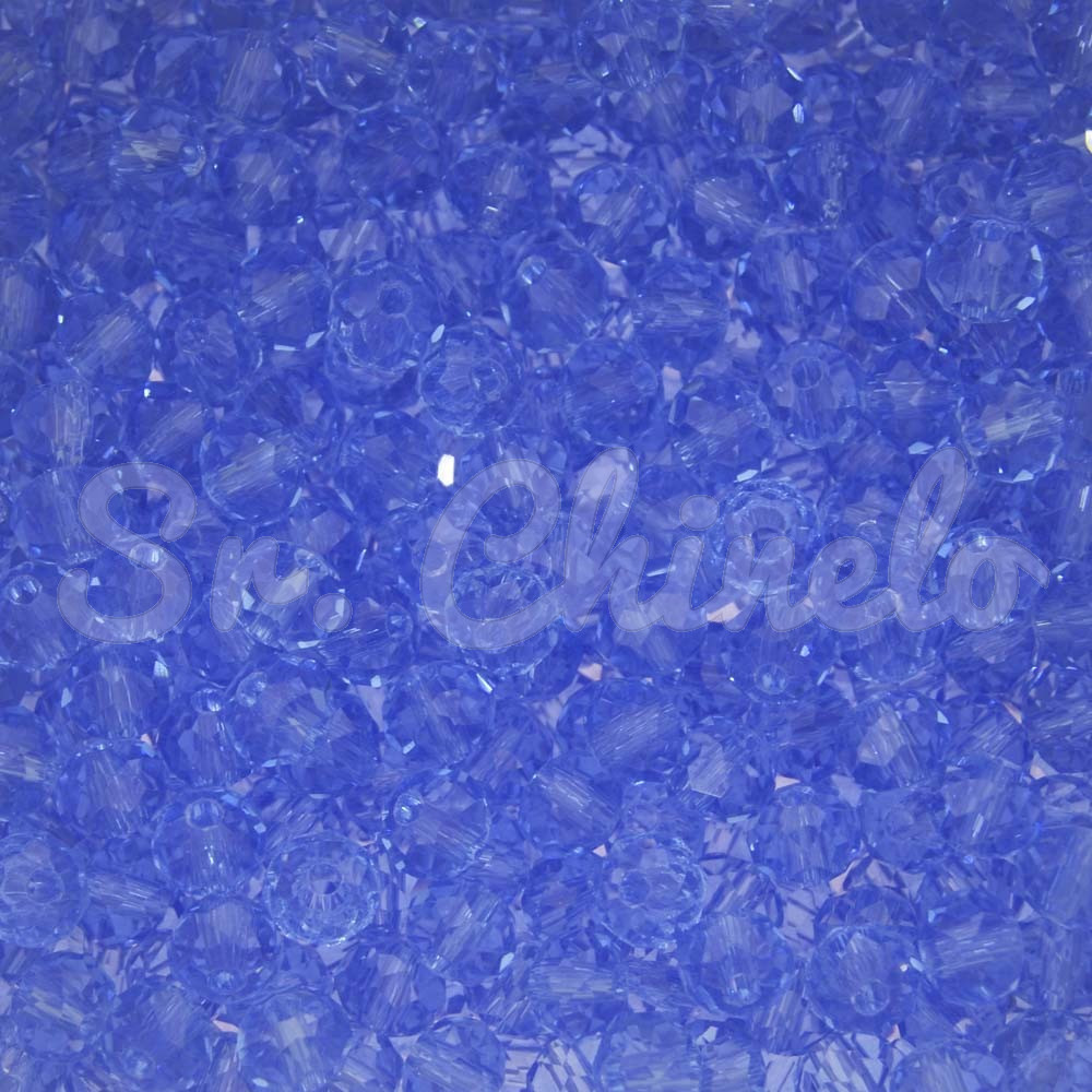 Cristal de Vidro, Rondel, 06mm, Azul Transparente