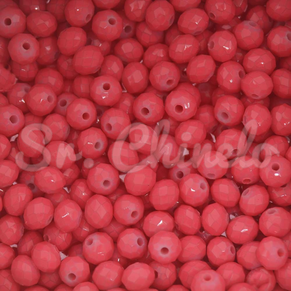 Cristal de Vidro, Rondel, 06mm, Coral