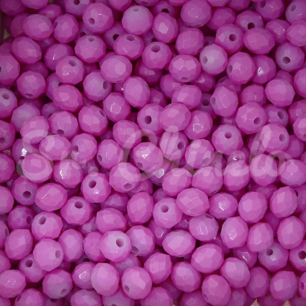 Cristal de Vidro, Rondel, 06mm, Rosa