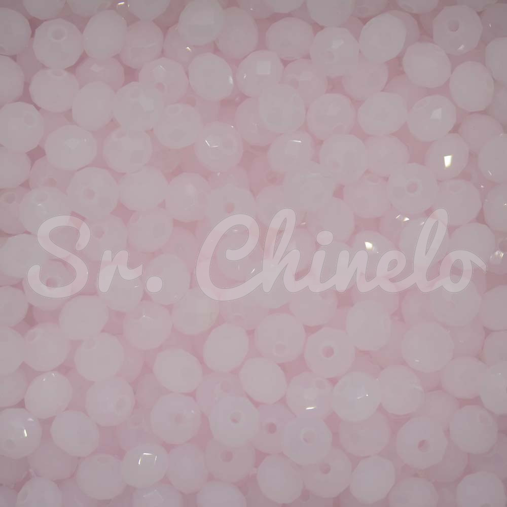 Cristal de Vidro, Rondel, 06mm, Rosa Quartzo