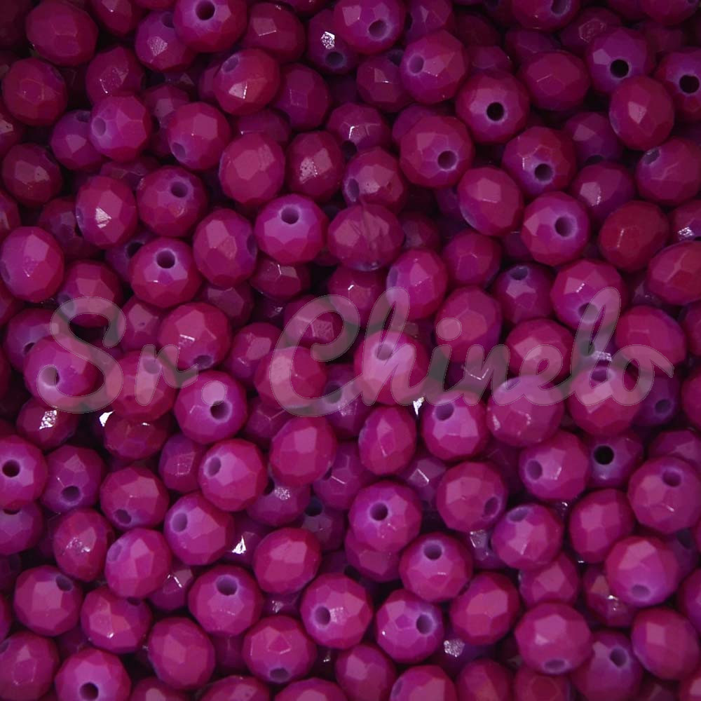 Cristal de Vidro, Rondel, 06mm, Pink Escuro