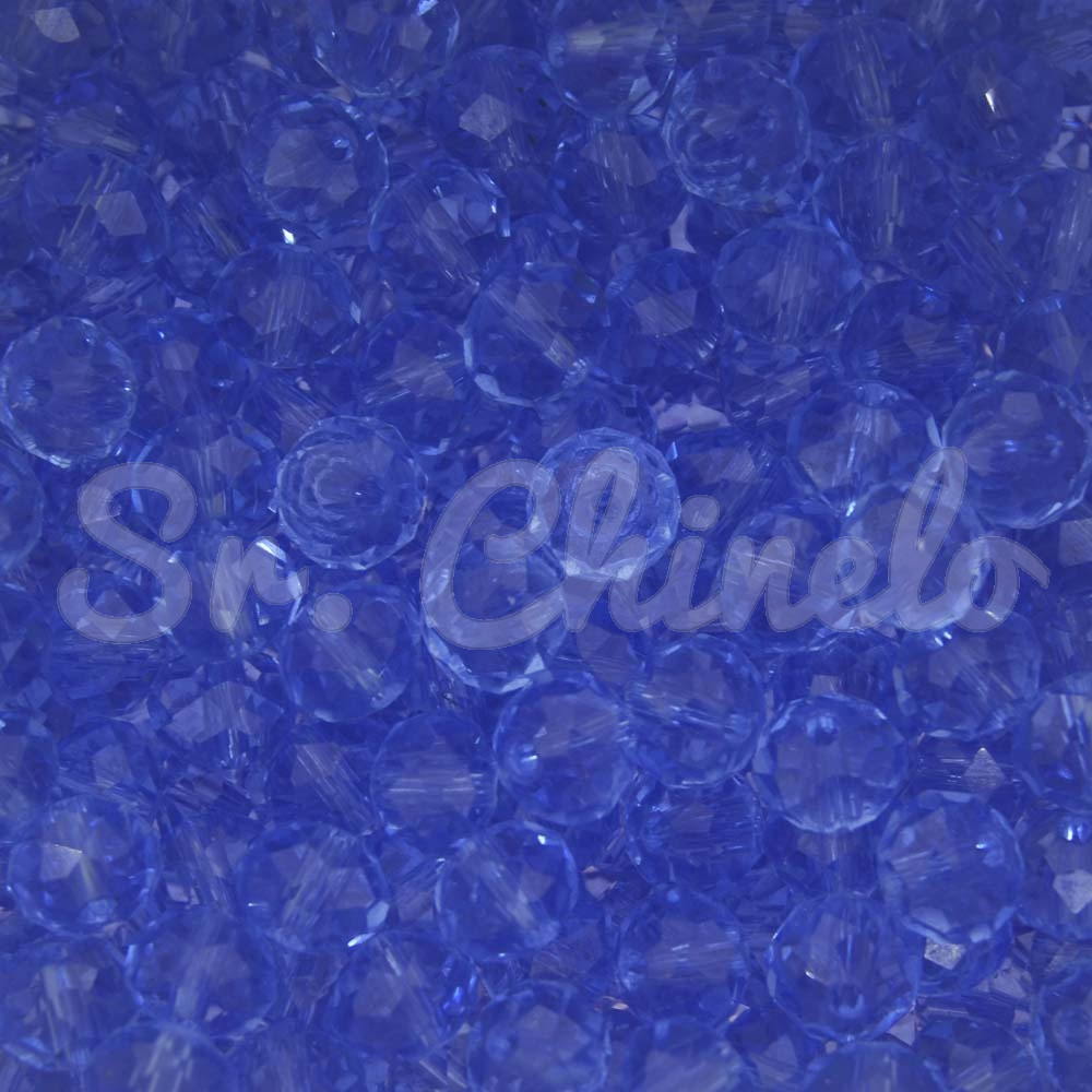 Cristal de Vidro, Rondel, 08mm, Azul Transparente
