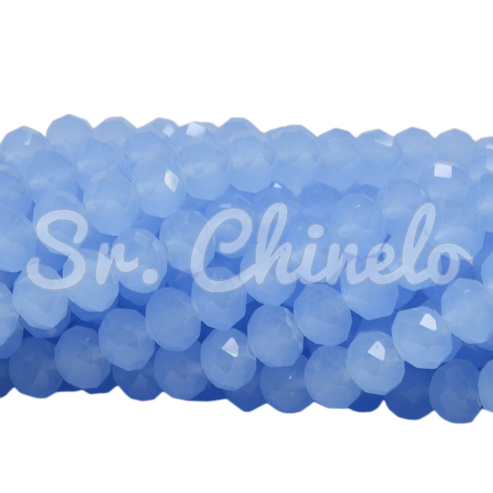 Cristal de Vidro, Rondel, 08mm, Azul Candy