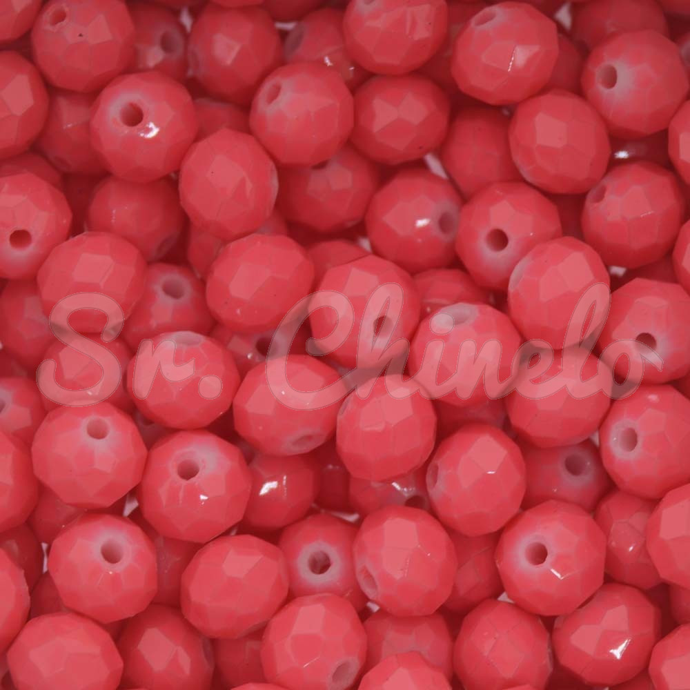 Cristal de Vidro, Rondel, 08mm, Coral