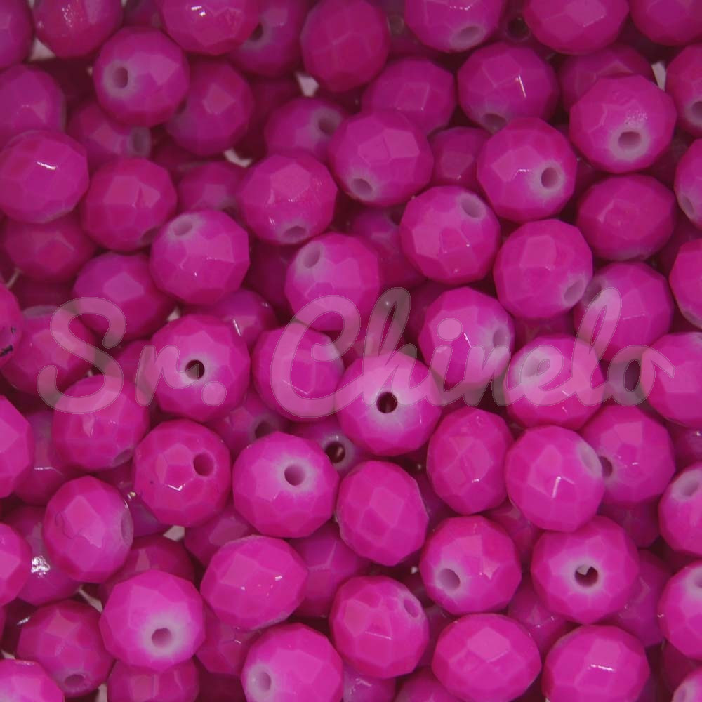 Cristal de Vidro, Rondel, 08mm, Rosa Choque