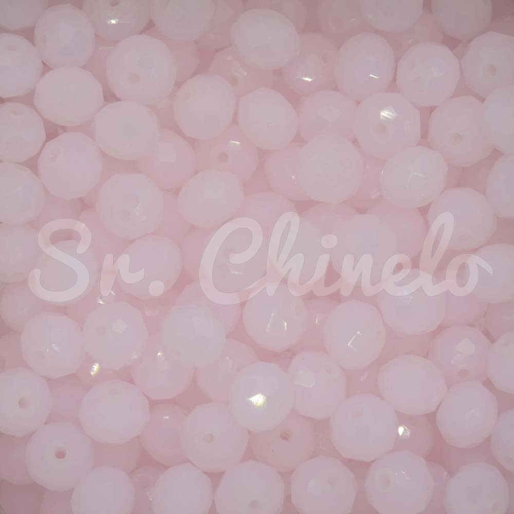 Cristal de Vidro, Rondel, 08mm, Rosa Quartzo