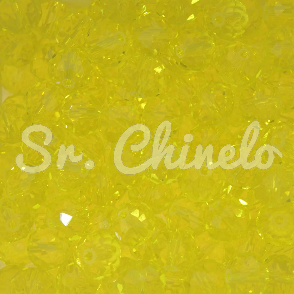 Cristal de Vidro, Rondel, 10mm, Amarelo Transparente