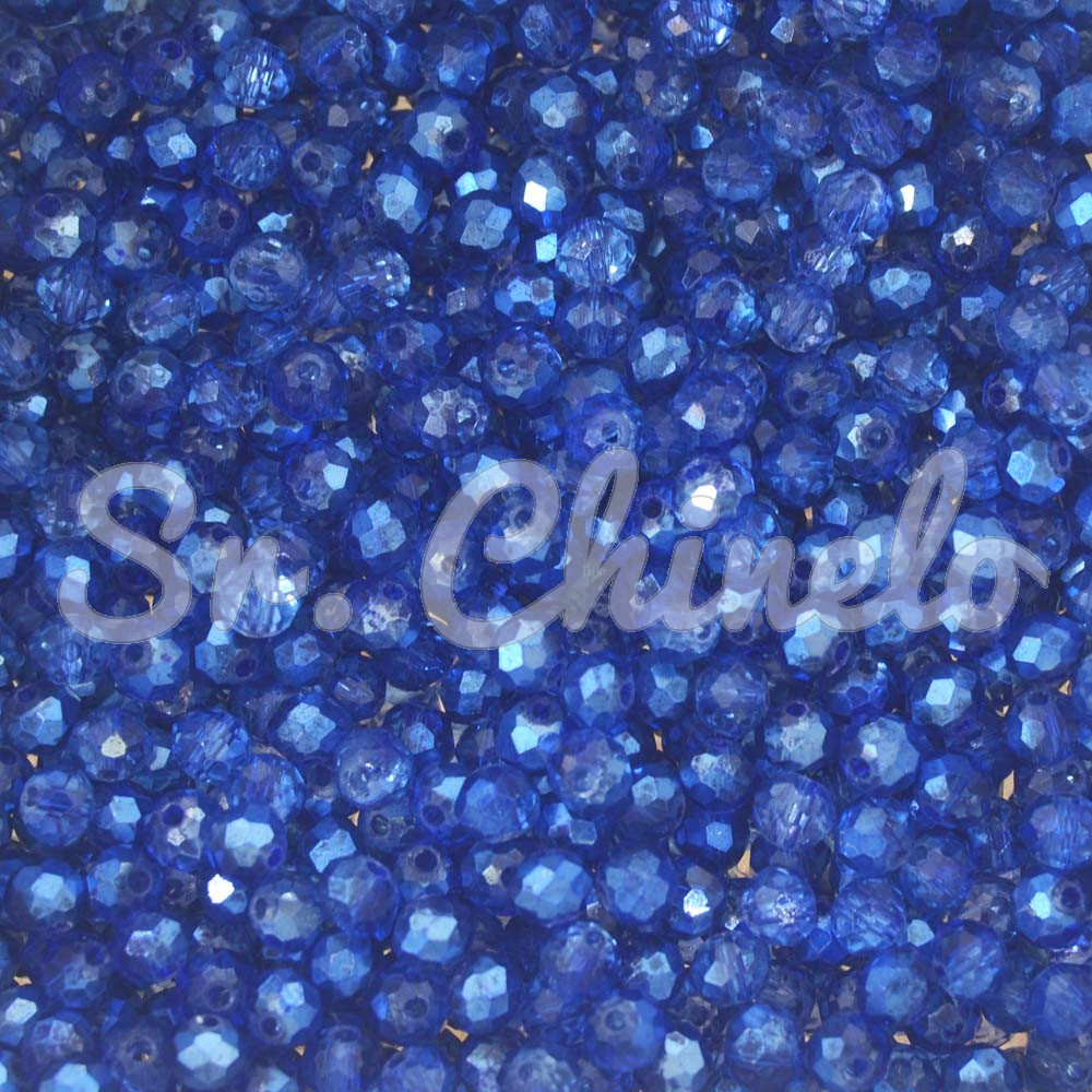 Cristal de Vidro, 04mm, Mesclado Metalizado/Transparente Azul Royal