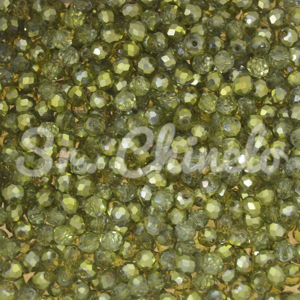 Cristal de Vidro, 04mm, Mesclado Metalizado/Transparente Verde Pistache