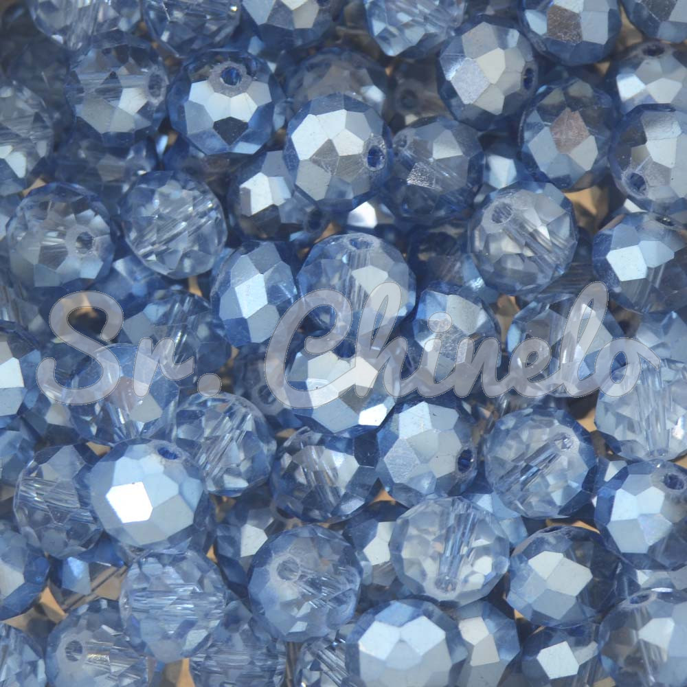 Cristal de Vidro, 10mm, Mesclado Metalizado/Transparente Azul Acinzentado