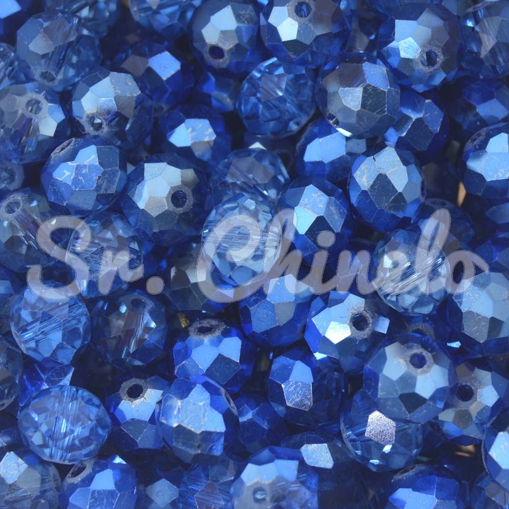 Cristal de Vidro, 10mm, Mesclado Metalizado/Transparente Azul Royal