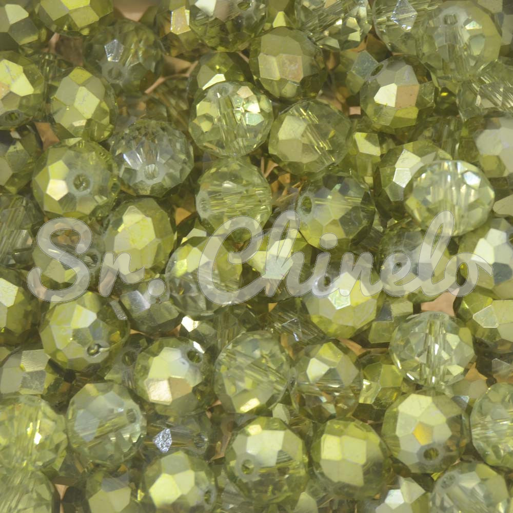 Cristal de Vidro, 10mm, Mesclado Metalizado/Transparente Verde Pistache