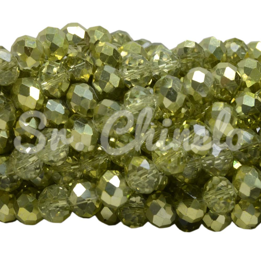 Cristal de Vidro, 10mm, Mesclado Metalizado/Transparente Verde Pistache