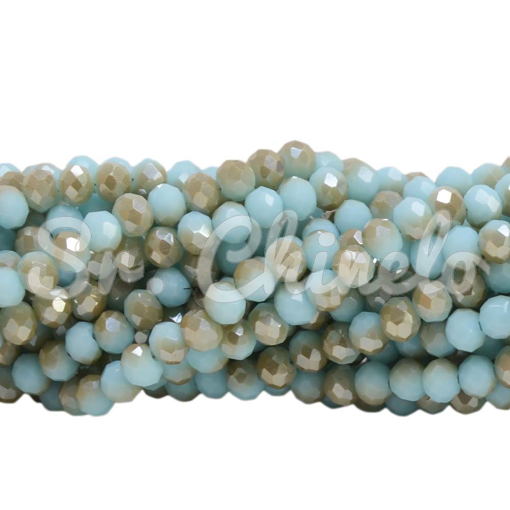 Cristal de Vidro, 04mm, Mesclado Perolado Azul Claro