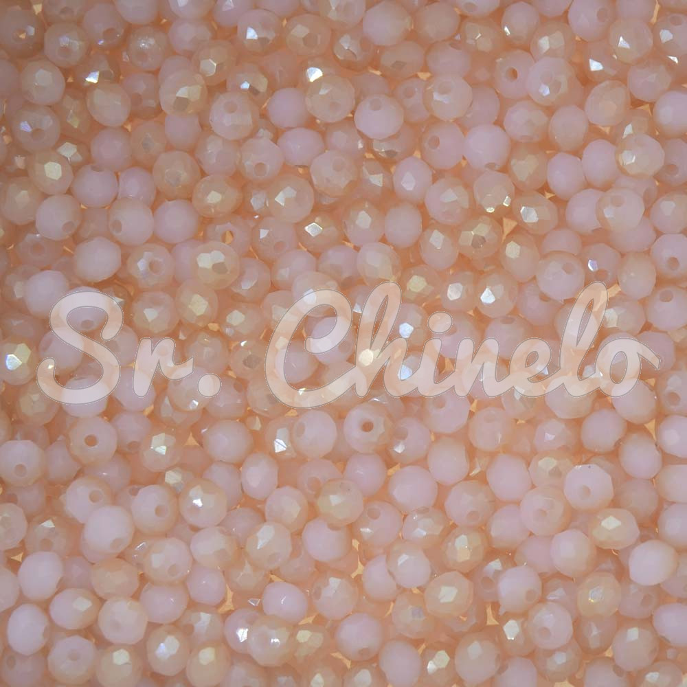Cristal de Vidro, 04mm, Mesclado Perolado Rosa Claro