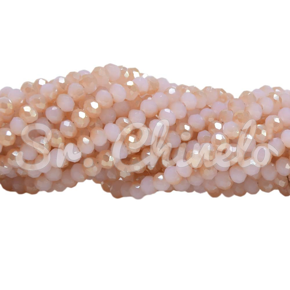 Cristal de Vidro, 04mm, Mesclado Perolado Rosa Claro