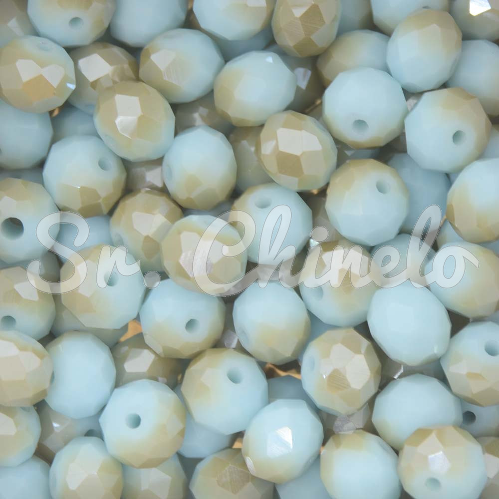 Cristal de Vidro, 10mm, Mesclado Perolado Azul Claro