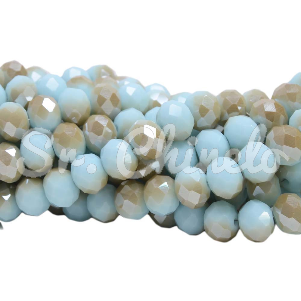 Cristal de Vidro, 10mm, Mesclado Perolado Azul Claro