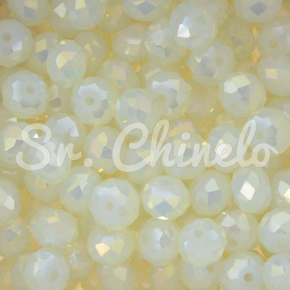 Cristal de Vidro, 10mm, Perolado Branco