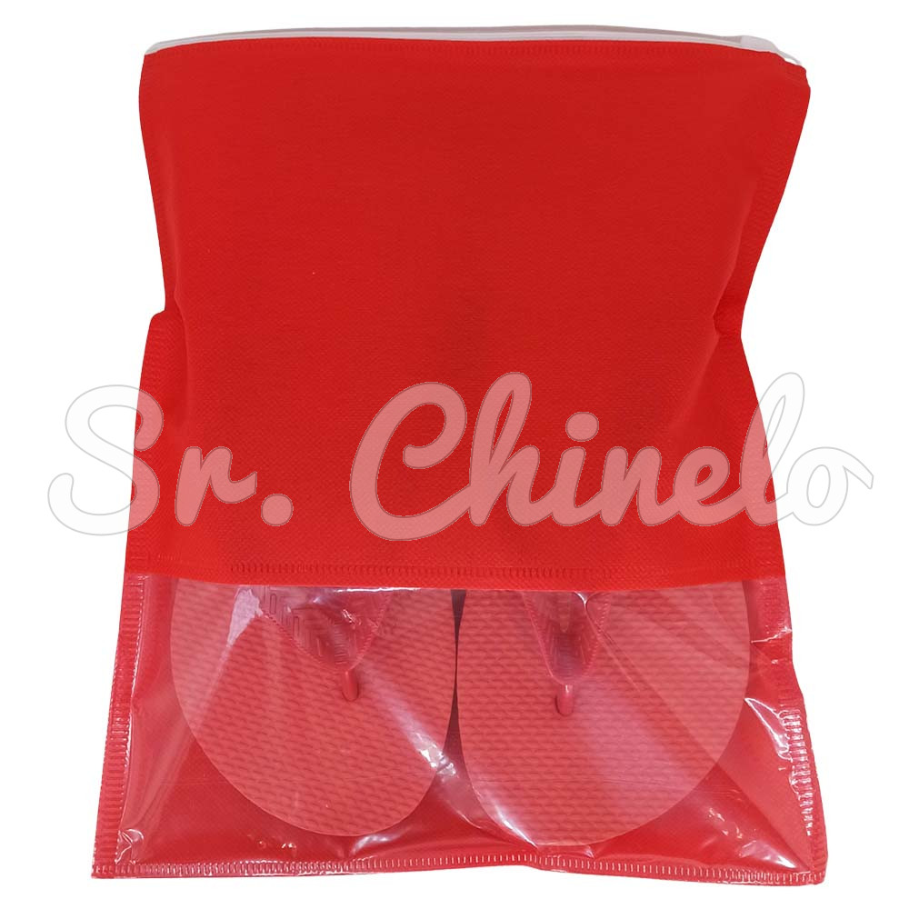 Saquinho de TNT com Fecho Zip, 24cm x 30cm, Vermelho
