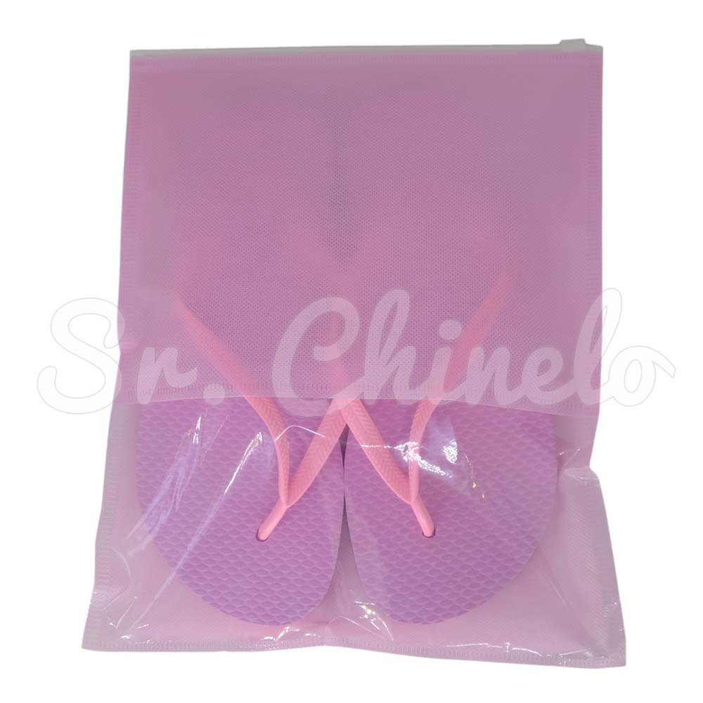 Saquinho de TNT com Fecho Zip, 24cm x 30cm, Rosa