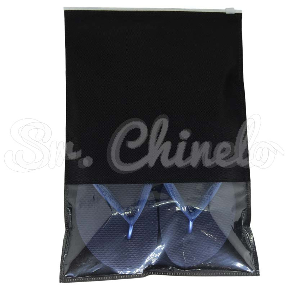 Saquinho de TNT com Fecho Zip, 24cm x 30cm, Preto