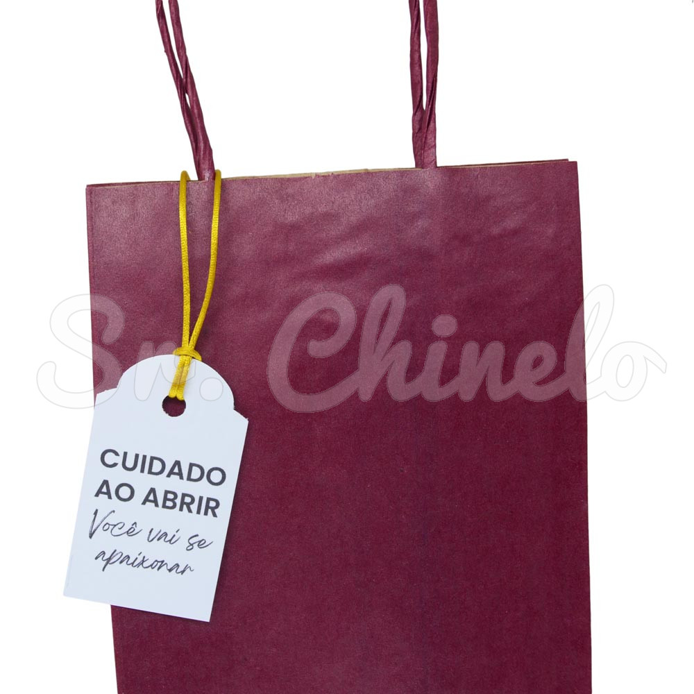 Tag Cuidado ao Abrir Você vai se Apaixonar, 6.5cm x 4cm, Branco