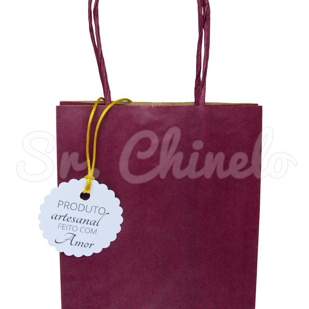 Tag Produto Artesanal feito com Amor, 5cm, Branco