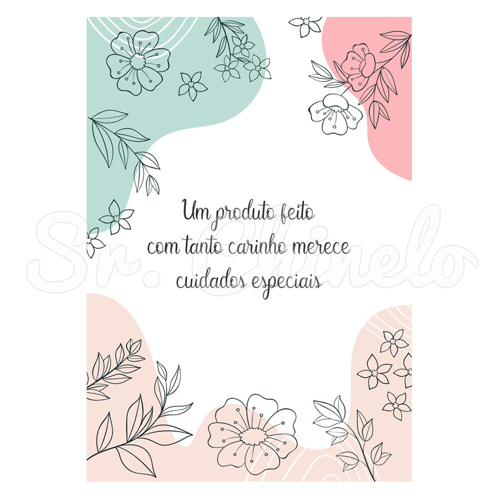 Panfleto de Cuidados Especiais, 7,5cm x 10,5cm, Floral, Branco/Verde/Rosa