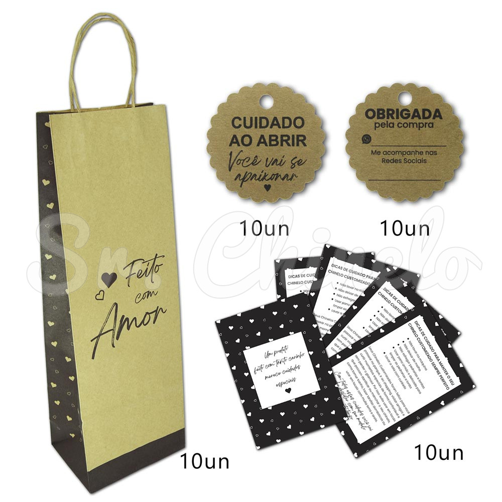 Kit Embalagens, Cuidado ao Abrir, Kraft