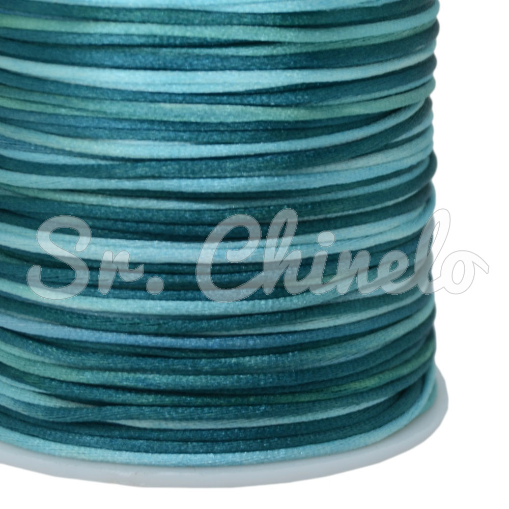 Fio de Seda, 1mm, Mesclado Verde Turquesa